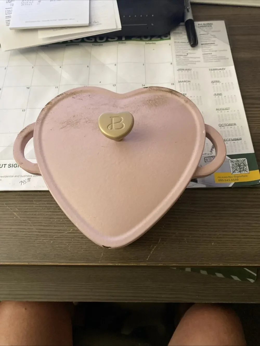 Beautiful 2QT Cast Iron Heart Dutch Oven, Pink Champagne by Drew Barrymore